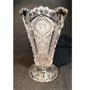 1133.  Octagon Hobstar Footed Vase Star Cane